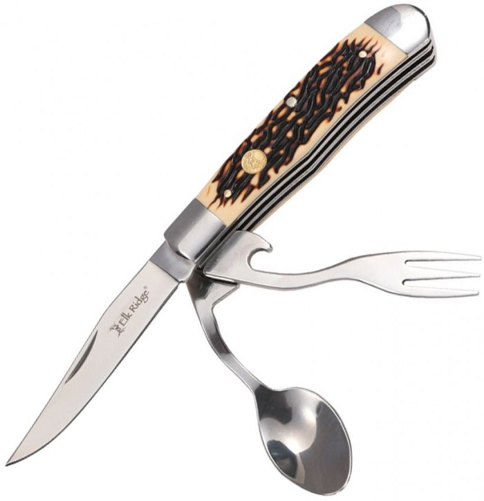 Elk Ridge Multi Tool Folder Faux Bone ER439BN