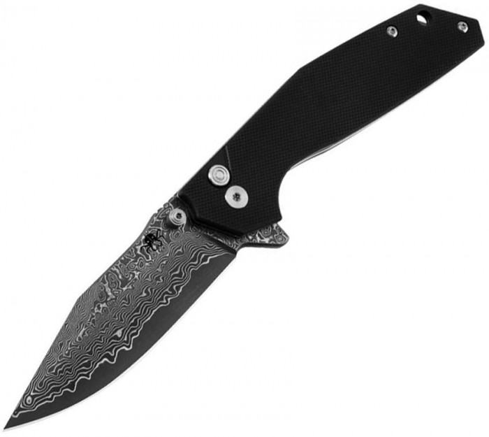 Klaken Knives Noir Button Lock Damascus BK KKNJ284DM