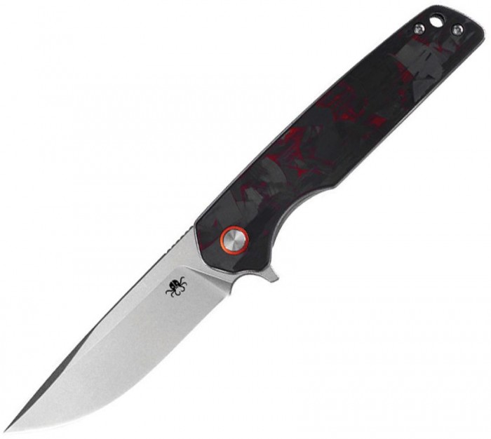 Klaken Knives Warpath Linerlock Black/Red CF KKNJ354RD