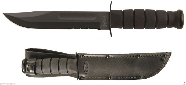 KA-BAR Full-size Black KA1212 Fogazott bőr tokkal